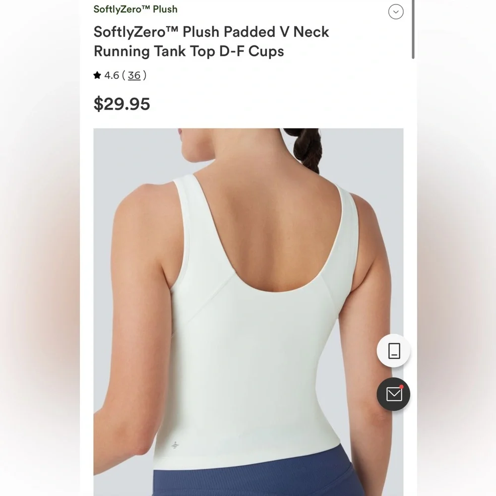 NWT HALARA SoftlyZero White Padded Running Tank Top Womens Size Large Cups D-F - Picture 2 of 12